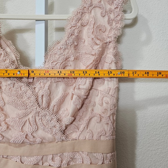 TADASHI SHOJI Women's Pink Scalloped Neck Lace Sheath Zip Cocktail Dress Sz 4 - Picture 11 of 13